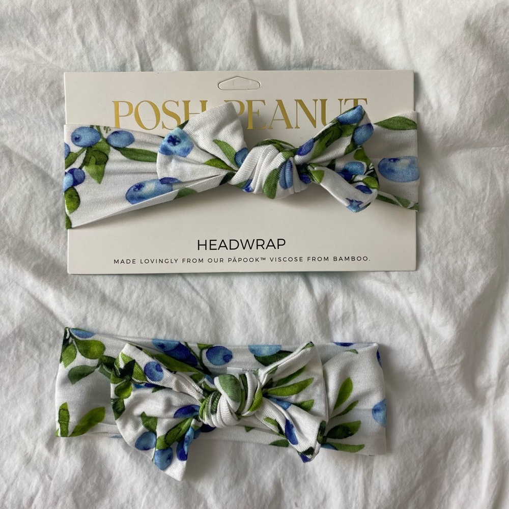 Posh Peanut blueberry bow headwraps
